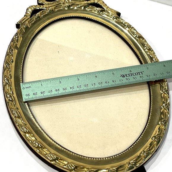 Vintage Ornate Brass Picture Frame Freestanding with Velvet Stand - Picture 9 of 9